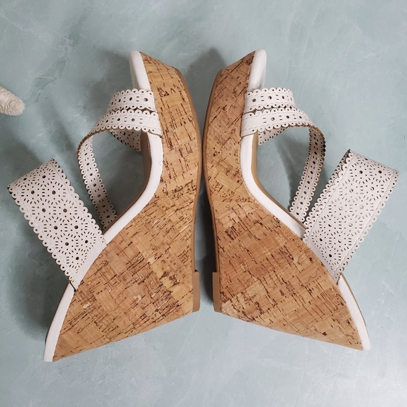 NEW Off White Cork Wedge Sandal - Picture 6 of 6